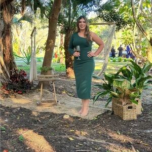 Lulu's Forest Green One Shoulder Dress